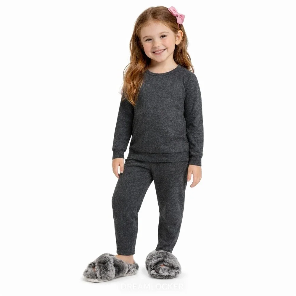 Cat & Jack Girls Faux‎ Fur Criss Cross Slippers Grey Black Medium 2/3 NEW